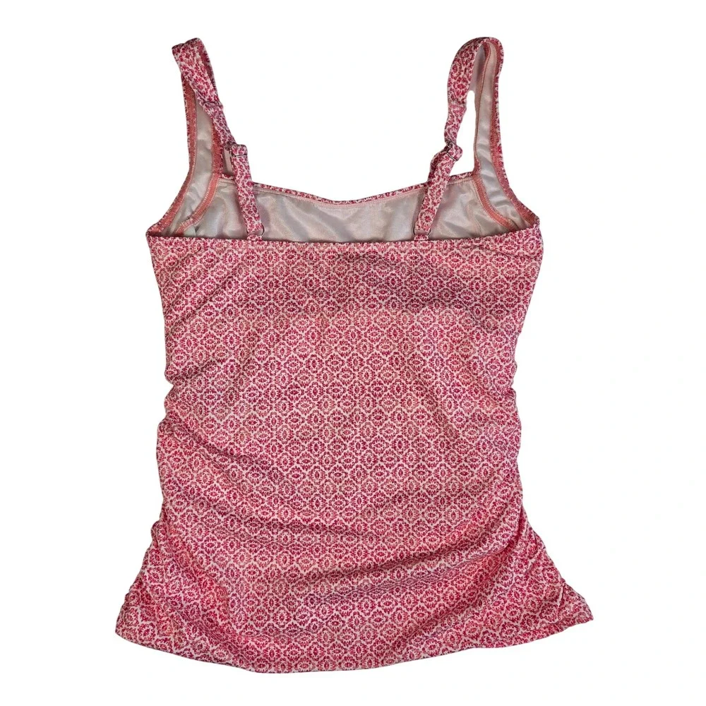 Talbots x Miraclesuit Pink Cabana Batik Geo Tankini Swim Top Only Size 6